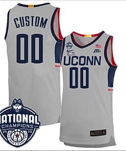 Custom UConn Huskies Jersey Name and Number 2023 National Champions College Basketball Gray