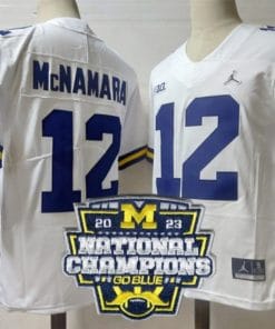 Cade Mcnamara Jersey #12 Michigan Wolverines Football 2023 National Champions Patch White