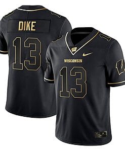 Chimere Dike Jersey #13 Wisconsin Badgers Gold Vapor College Football Black Gold