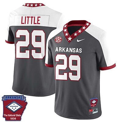 Cam Little Jersey #29 Arkansas Razorback Football Arkansas State Patch White Alternate