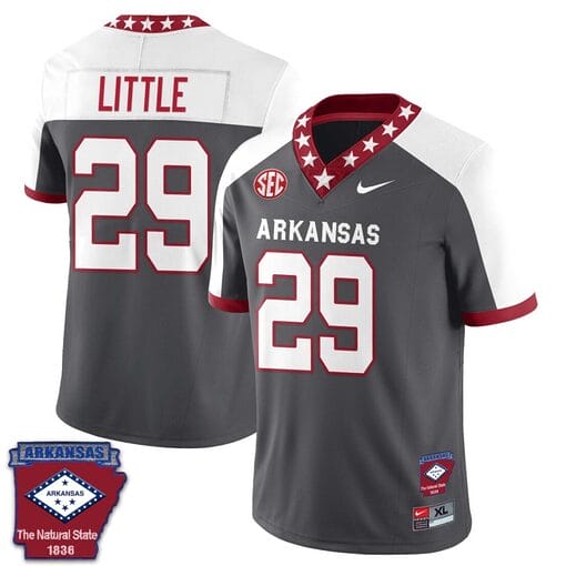Cam Little Jersey #29 Arkansas Razorback Football Arkansas State Patch White Alternate