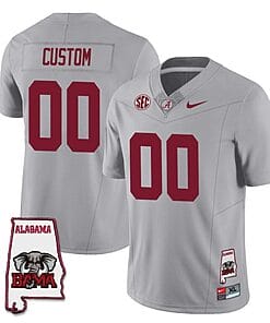 Custom Alabama Jersey Name and Number Football College SEC Map Patch Gray All Stitched