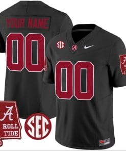 Custom Alabama Crimson Tide Jersey Name and Number Vapor Limited Football Alabama Map Black