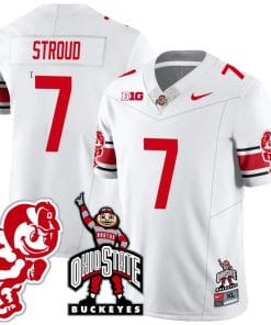 CJ Stroud Jersey #7 Ohio State Buckeyes Football Stitched Brutus Buckeye Patch White