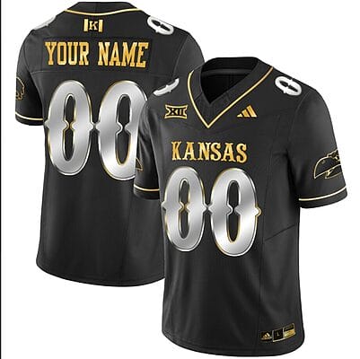 Custom Kansas Jayhawks Jersey Blackhawk Name and Number Vapor Limited Football Stitched Black Limited
