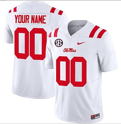 Custom Ole Miss Rebels Jersey Name and Number Football Vapor Limited All Stitched White