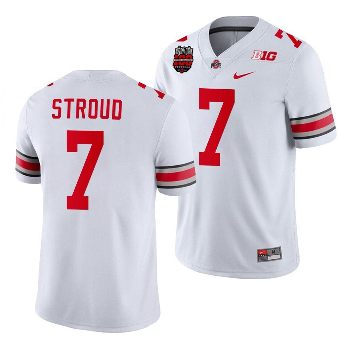 CJ Stroud Jersey #7 Ohio State Buckeyes Ohio Stadium Patch College Football White
