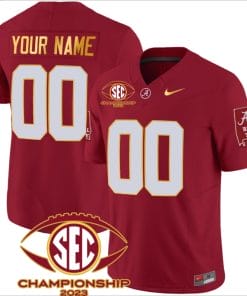 Custom Alabama Jersey Name and Number SEC Championship 2023 Patch Gold Football Crimson