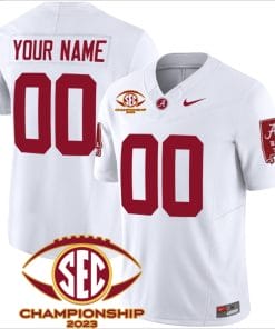 Custom Alabama Jersey Name and Number SEC Championship 2023 Patch Basic Football White