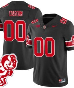 Custom Ohio State Jersey Name and Number Football Stitched Brutus Buckeye Patch Style 1 Black