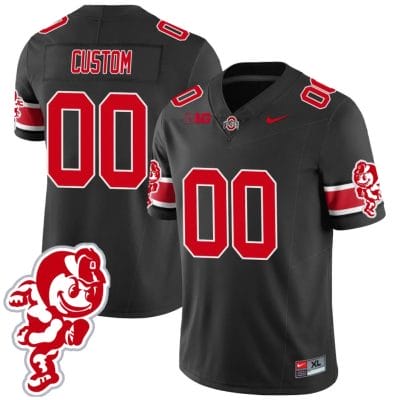 Custom Ohio State Jersey Name and Number Football Stitched Brutus Buckeye Patch Style 1 Black