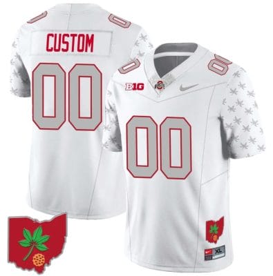 Custom Ohio State Jersey Name and Number Football Stitched Ohio Map Style 1 White Special