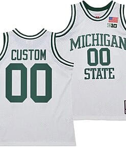 Custom Michigan State Spartans Jersey Name and Number 125th Basketball Anniversary 1990 Throwback White