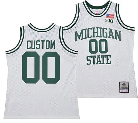 Custom Michigan State Spartans Jersey Name and Number 125th Basketball Anniversary 1990 Throwback White