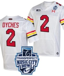 Corey Dyches Jersey #2 Maryland Terrapins 2023 Music City Bowl Patch Football White