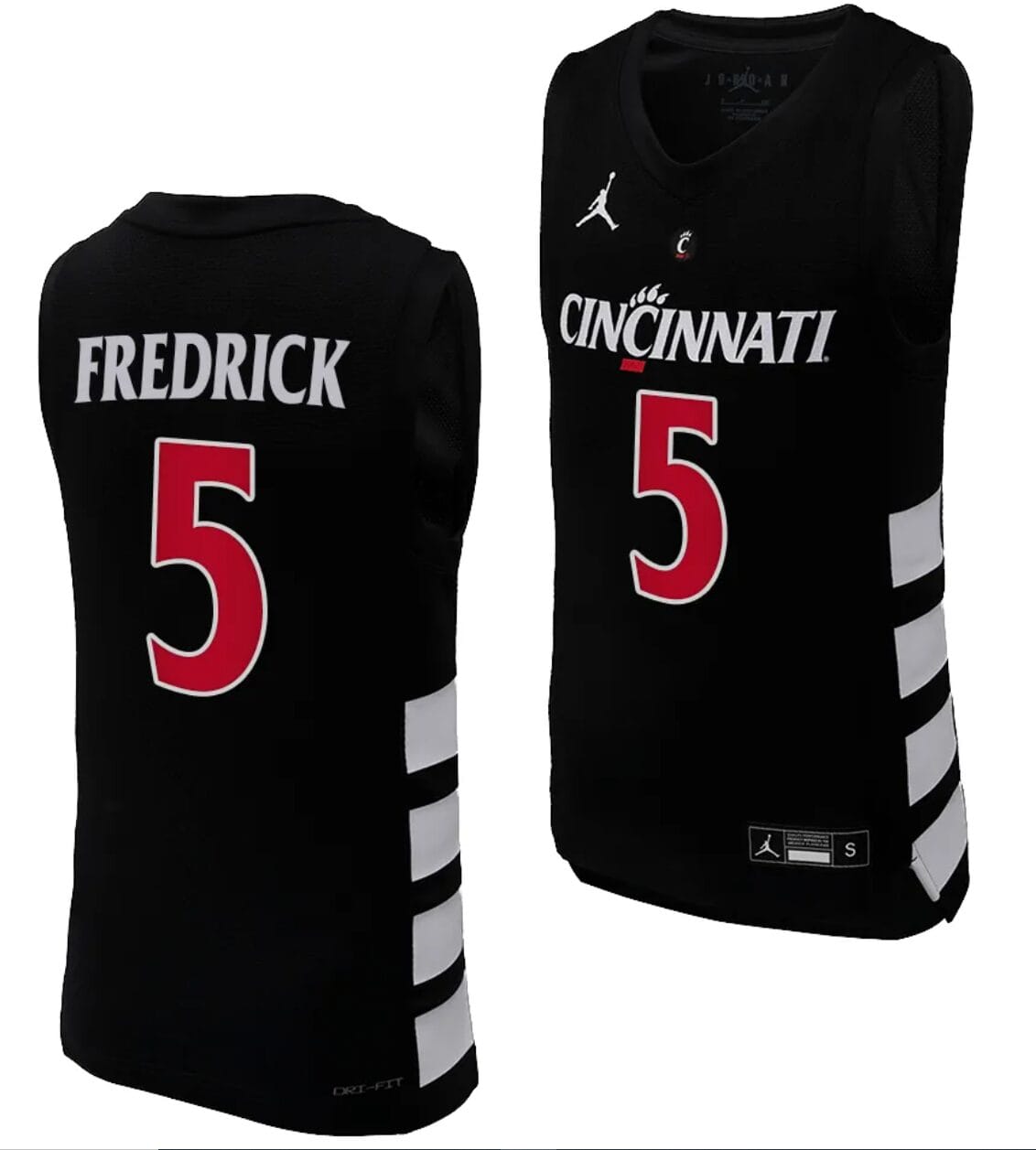 Cincinnati Bearcats CJ Fredrick Jersey #5 Black Basketball Unisex Replica