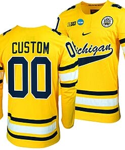 Custom Michigan Wolverines Jersey Name and Number 2023 NCAA Hockey Tournament Maize
