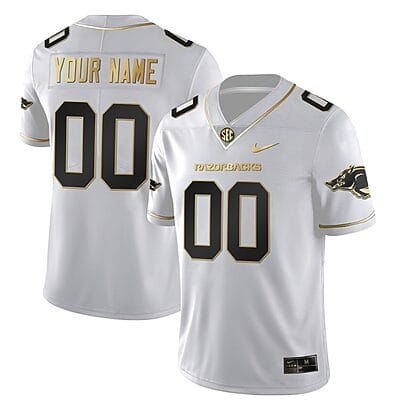 Custom Arkansas Razorbacks Jersey Name and Number College Football Stitched White Gold