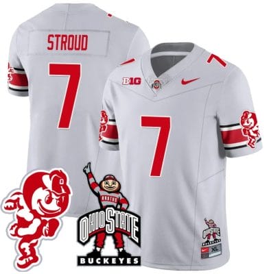 CJ Stroud Jersey #7 Ohio State Buckeyes Football Stitched Brutus Buckeye Patch Gray