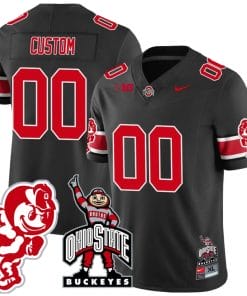 Custom Ohio State Jersey Name and Number Football Stitched Brutus Buckeye Patch Style 2 Black