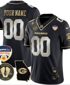 Custom Georgia Bulldogs Jersey Name and Number Orange Bowl Patch Football Black Limited