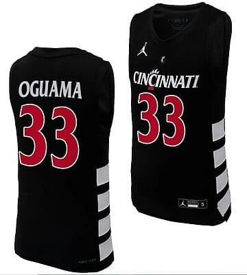 Cincinnati Bearcats Ody Oguama Jersey #33 Black Basketball Unisex Replica