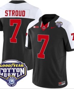 CJ Stroud Jersey #7 Ohio State Buckeyes Cotton Bowl Patch Vapor Football Black Alternate