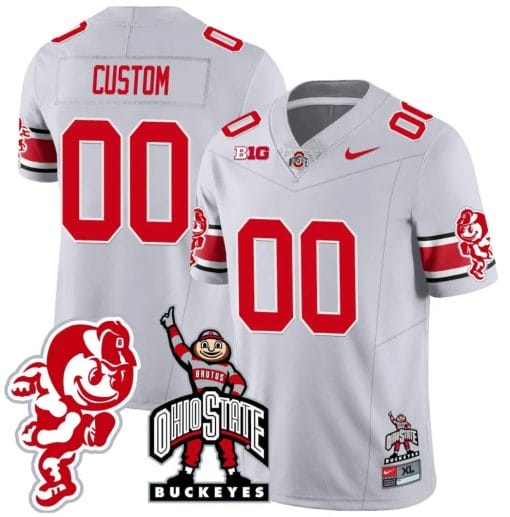 Custom Ohio State Jersey Name and Number Football Stitched Brutus Buckeye Patch Style 2 Gray