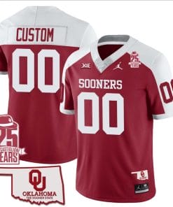 Custom Oklahoma Sooners Jersey Name and Number 25th Anniversary Patch Football Alternate Red