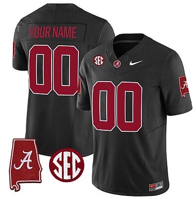 Custom Alabama Jersey Name and Number Vapor Limited Alabama Map Black All Stitched