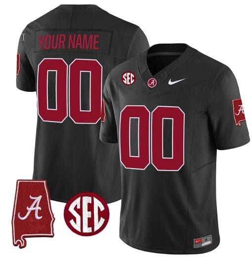 Custom Alabama Jersey Name and Number Vapor Limited Alabama Map Black All Stitched