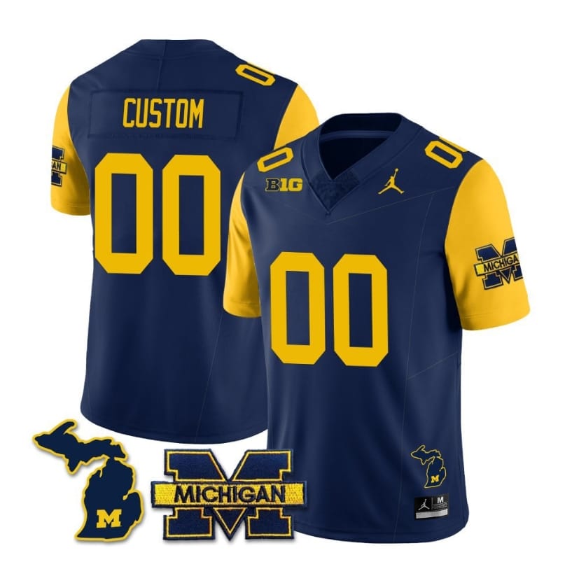 Custom Michigan Wolverines Jersey Special Name and Number College Football 2023 Stitched Maize Sleeves