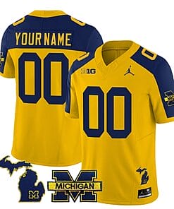 Custom Michigan Wolverines Jersey Special Name and Number College Football 2023 Stitched Maize Alternate