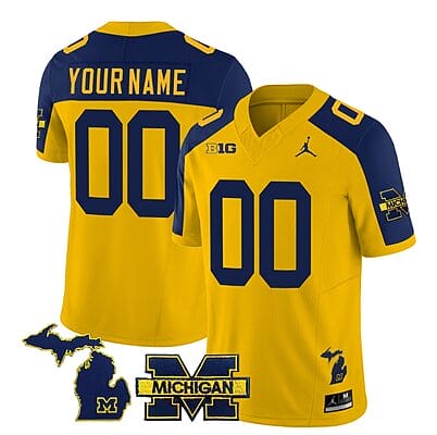 Custom Michigan Wolverines Jersey Special Name and Number College Football 2023 Stitched Maize Alternate
