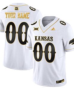 Custom Kansas Jayhawks Jersey Blackhawk Name and Number Vapor Limited Football Stitched White Gold