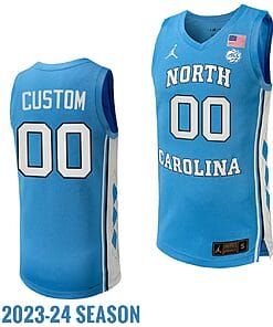 Custom North Carolina Tar Heels Jersey Name and Number Replica College Basketball 2023-24 Blue