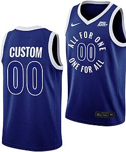 Custom Xavier Musketeers Jersey Name and Number All For One Blue College Basketball Uniform