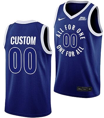 Custom Xavier Musketeers Jersey Name and Number All For One Blue College Basketball Uniform