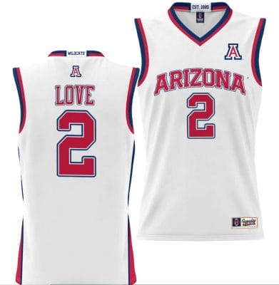 Caleb Love Jersey #2 Arizona Wildcats NIL College Basketball Lightweight White