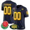 Custom Michigan Wolverines Jersey Name and Number 1000 Wins & Rose Bowl Patch Special Navy