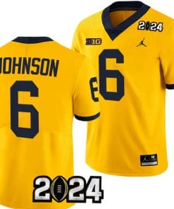 Cornelius Johnson Jersey #6 Michigan Wolverines 2024 Football National Championship Playoff Yellow