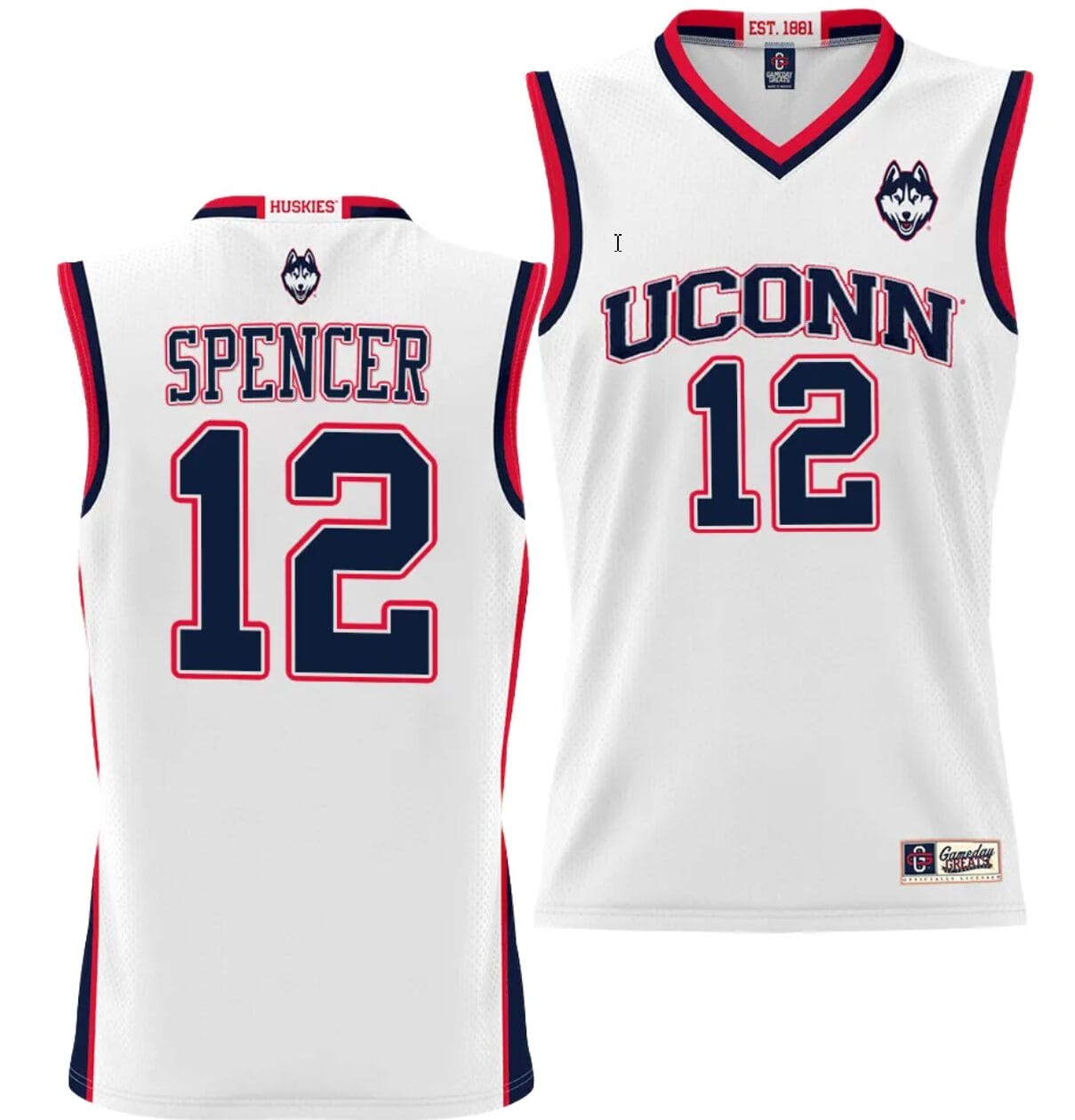 Cam Spencer Jersey #12 UConn Huskies NIL College Basketball Lightweight White