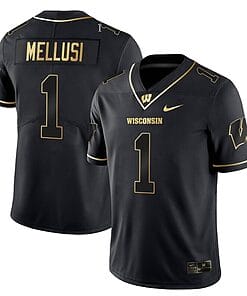 Chez Mellusi Jersey #1 Wisconsin Badgers Gold Vapor College Football Black Gold