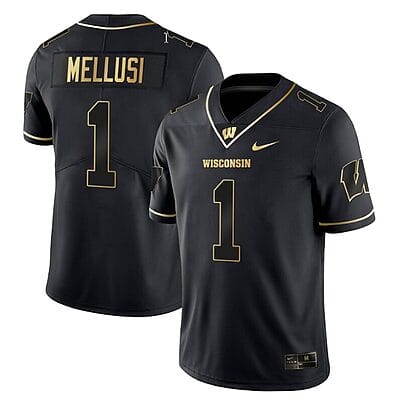 Chez Mellusi Jersey #1 Wisconsin Badgers Gold Vapor College Football Black Gold