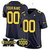 Custom Michigan Wolverines Jersey Name and Number 1000 Wins Patch Vapor College Football Navy