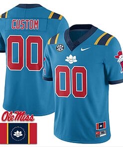 Custom Ole Miss Rebels Jersey Name and Number Football Flag Patch All Stitched Blue 2