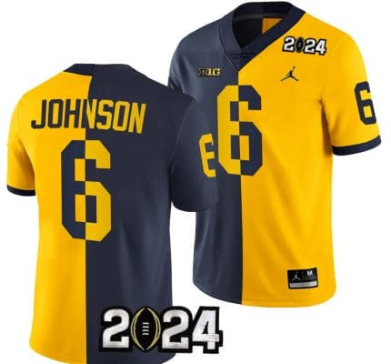 Cornelius Johnson Jersey #6 Michigan Wolverines 2024 Football National Championship Playoff Mazie