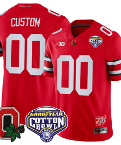 Custom Ohio State Jersey Name and Number Good Year Cotton Bowl Patch Football Scarlet