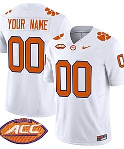 Custom Clemson Tigers Jersey Name and Number Vapor Limited ACC Patch College Football Stitched White