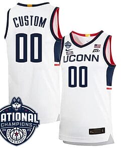 Custom UConn Huskies Jersey Name and Number 2023 National Champions College Basketball White Home